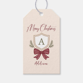 Personlig Monogram stripe Bow God jul Presentetikett