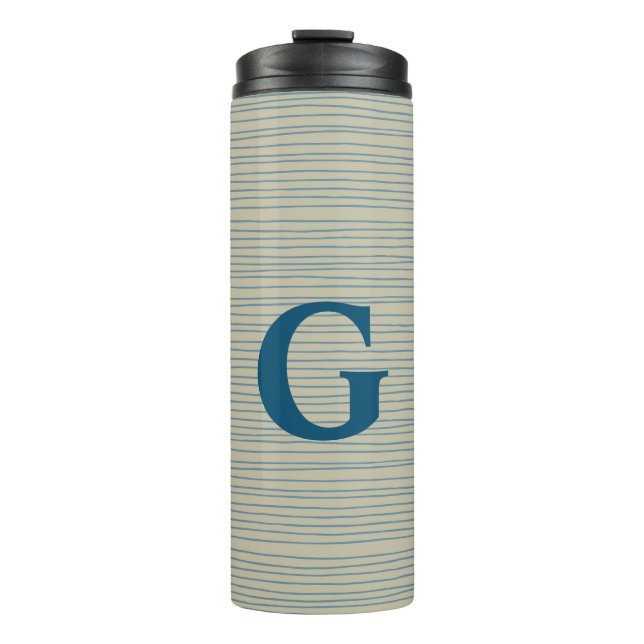 Personlig Monogram stripe Neutralt Blue Beige (Framsida)