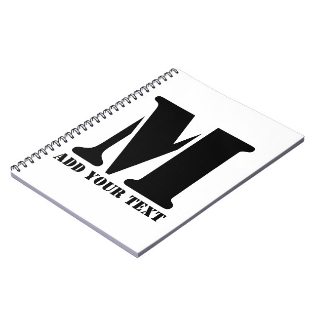 Personlig monogram svart anpassad modern text anteckningsbok (Vänstra Sidan)