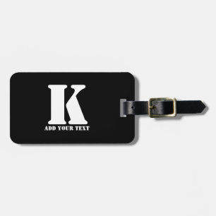 Personlig Monogram Svart Anpassad Modern Text Bagagebricka