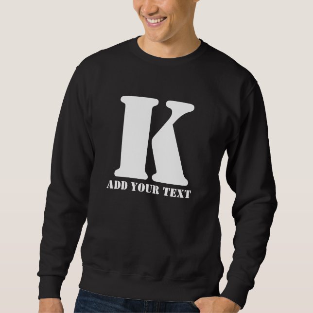 Personlig Monogram Svart Anpassad Modern Text Lång Ärmad Tröja (Framsida)