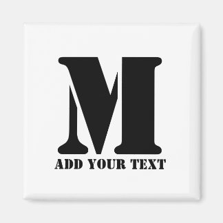 Personlig monogram svart anpassad modern text magnet