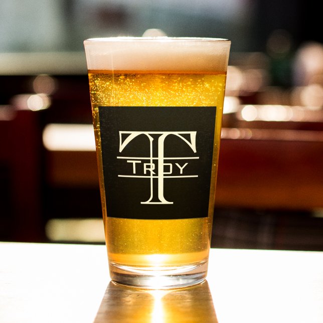 Personlig monogram svart blockbokstav glaskopp (Skapare uppladdad)