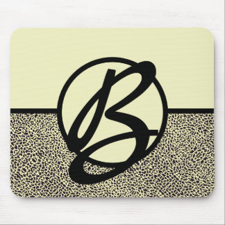 Personlig Monogram Svart Kräm Leopard Musmatta
