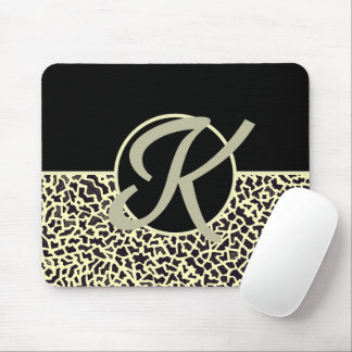 Personlig Monogram Svart Kräm Leopard Musmatta