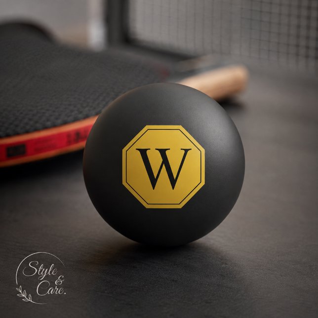 Personlig monogram svart ping pong boll design (Personalized Monogram Black Ping Pong Ball Design)