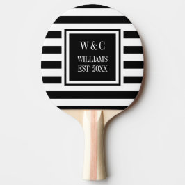 Personlig monogram svart-vit rand pingisracket