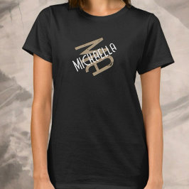 Personlig monogram svartvit beige namn t shirt