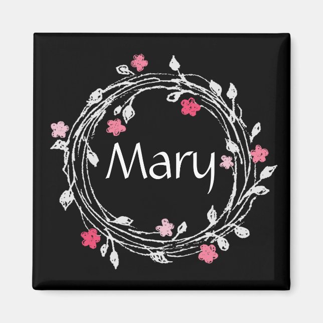 Personlig Monogram Svartvit Blommigt Utandning Magnet (Framsidan)