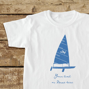 Personlig Monogram Tävla för segelbåt blå T Shirt