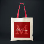 Personlig monogram till påse | Bordeaux red Tygkasse<br><div class="desc">Personlig namn monogram till påsen | Bordeaux Red and white färg. Utformning av logotypen i elegant med vackra brev initialer i monogrammet. Cute vintage-presentidé för brud,  blomflickor,  maid of honor och brudar i bröllop. Klassskripttext med chicens bakgrund brev. Även underbar för möhippa- eller bachelorettfest.</div>