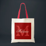 Personlig monogram till påse | Bordeaux red Tygkasse<br><div class="desc">Personlig namn monogram till påsen | Bordeaux Red and white färg. Utformning av logotypen i elegant med vackra brev initialer i monogrammet. Cute vintage-presentidé för brud,  blomflickor,  maid of honor och brudar i bröllop. Klassskripttext med chicens bakgrund brev. Även underbar för möhippa- eller bachelorettfest.</div>