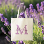 Personlig monogram till påse | lila av långivare tygkasse<br><div class="desc">Personlig namn monogram till påsen | Lavendel lila/lilac färg. Utformning av logotypen för elegant med monogrammat brev initialer. Cute vintage-presentidé för brud,  blomflickor,  maid of honor och brudar i bröllop.</div>