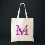 Personlig monogram till påse | Orchid lila Tygkasse<br><div class="desc">Personlig namn monogram till påsen | Orchid lila färg. Utformning av logotypen för elegant med monogrammat brev initialer. Cute vintage-presentidé för brud,  blomflickor,  maid of honor och brudar i bröllop. Snyggtens skripttypografi.</div>