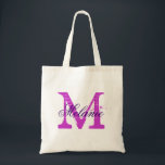 Personlig monogram till påse | Orchid lila Tygkasse<br><div class="desc">Personlig namn monogram till påsen | Orchid lila färg. Utformning av logotypen för elegant med monogrammat brev initialer. Cute vintage-presentidé för brud,  blomflickor,  maid of honor och brudar i bröllop. Snyggtens skripttypografi.</div>