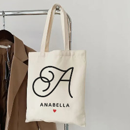 Personlig Monogram Tote Bag, Kvinnogåva Tygkasse