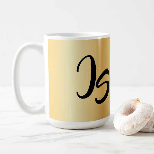 Personlig Monogram Trendig Design Guld - lyckades Kaffemugg (Med munk)