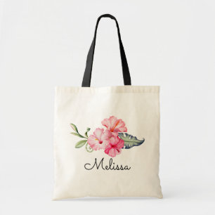 Personlig Monogram Tropisk Blommigt Hibiscus Tygkasse