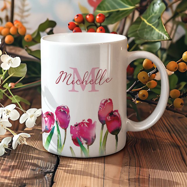 Personlig Monogram Tulip Kaffemugg (Skapare uppladdad)