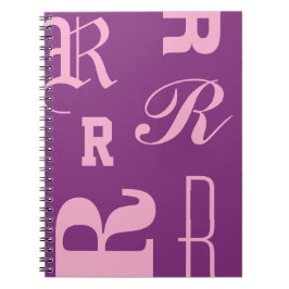 Personlig monogram, typografi begynnelsebokstäver, anteckningsbok