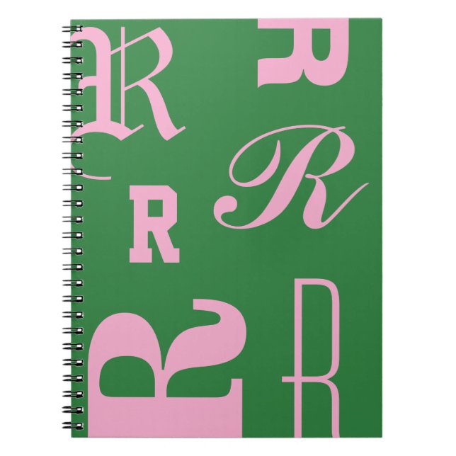 Personlig monogram, typografi begynnelsebokstäver, anteckningsbok (Framsidan)