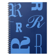 Personlig monogram, typografi initialer, blå