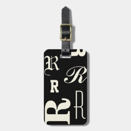 Personlig monogram, typografi initialer, svart bagagebricka