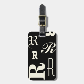 Personlig monogram, typografi initialer, svart bagagebricka