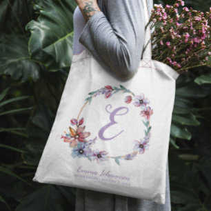 Personlig Monogram Vattenfärgad Blommigt Utandning Tygkasse