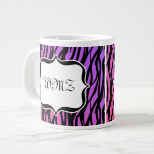 Personlig Monogram Vild Zebra tryck Lila Jumbo Mugg
