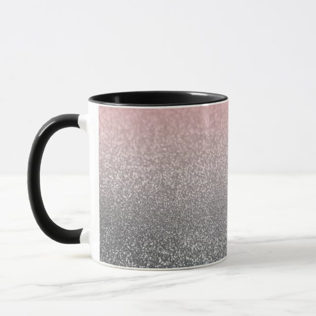 Personlig monogram vintage glitter glans rosa s mugg (Vänster)