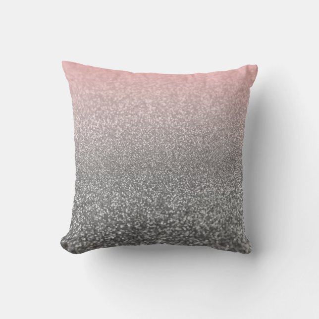 Personlig, monogram vintage glitter Shine rosa Kudde (Framsida)