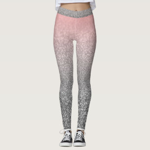 Personlig, monogram vintage glitter Shine rosa Leggings
