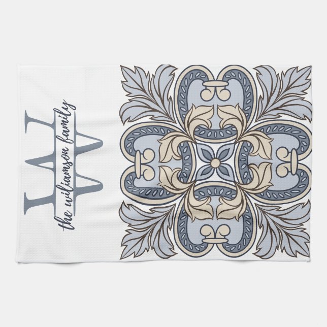 Personlig Monogram W Kitchen Towel Kökshandduk (Horisontell)