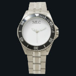 Personlig Monogram Watch Ansikte Armbandsur<br><div class="desc">Ge får en gåva som han faktiskt kommer att behålla (och bära!) och komma ihåg vem som gav den till honom varje gång han kontrollerar tiden.</div>