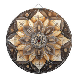 Personlig Monogram Watercolor Brown Mandala Darttavla