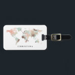 Personlig Monogram Watercolor World Map Travel Bagagebricka<br><div class="desc">Personlig Monogram Watercolor World Map Travel</div>