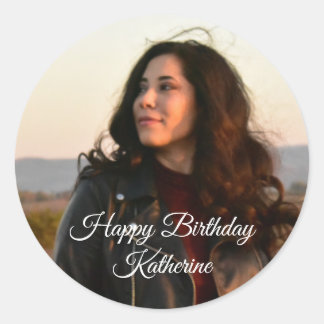 Personlig monogramfoto och/eller namn/meddelande  runt klistermärke