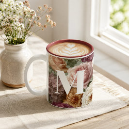 Personlig monogramgåva till henne Två-Tonad mugg