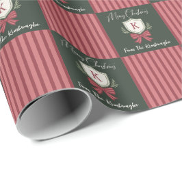 Personlig monogramkrans med båge jul presentpapper