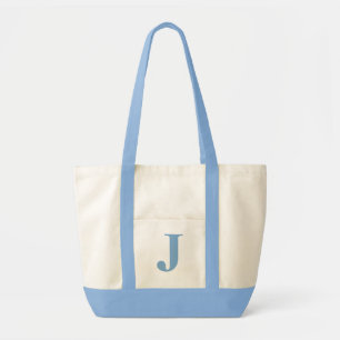 Personlig, monogramljus, BLUE + NATURAL TOT Tygkasse