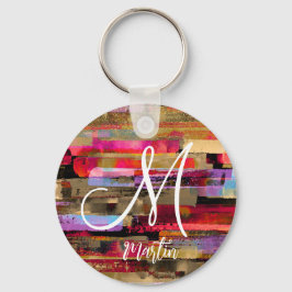 Personlig, monogrammad Abstrakt, akrylisk nyckelke Nyckelring