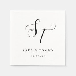Personlig Monogrammad Elegant Clean Bröllop Pappersservett