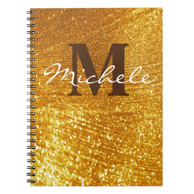 Personlig Monogrammad Guld Glittery - bärbar dator Anteckningsbok (Framsidan)