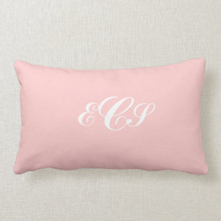 Personlig Monogrammad Rosa och vit nedpil Lumbarkudde