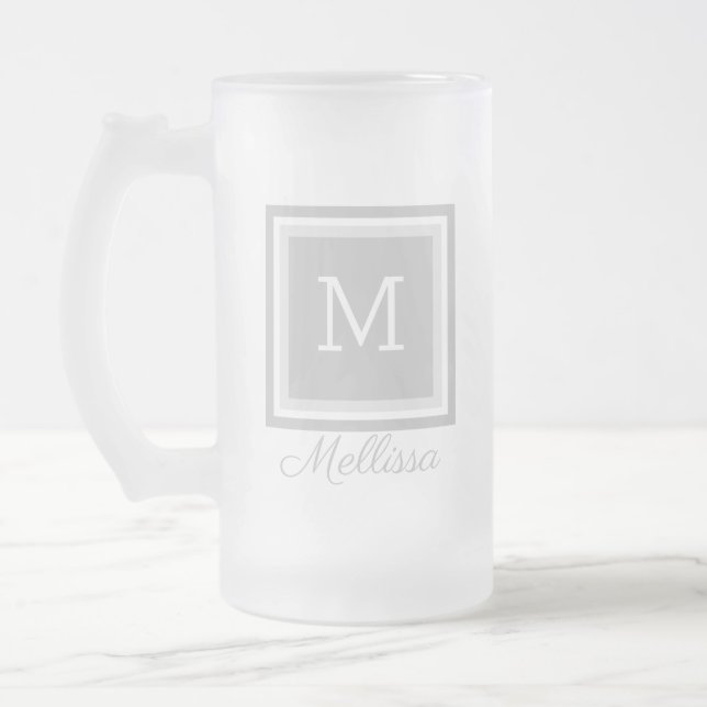 Personlig Monogrammat Frostat glasöl Mugg (Vänster)