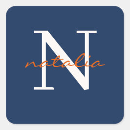 personlig monogrammat fyrkantigt klistermärke