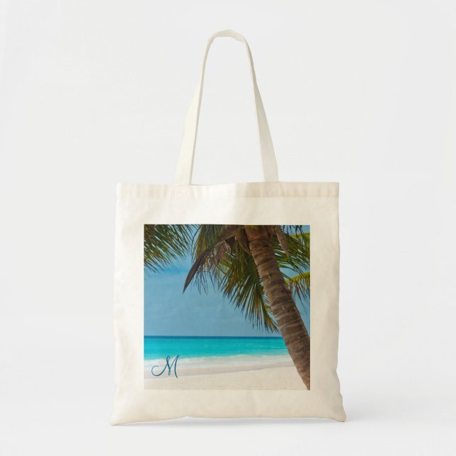 Personlig Monogrammed Beach Bags Handflatan Träd Tygkasse (Framsidan)