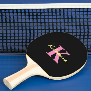 Personlig Monogrammed Black Modern Bord Tennis Pingisracket