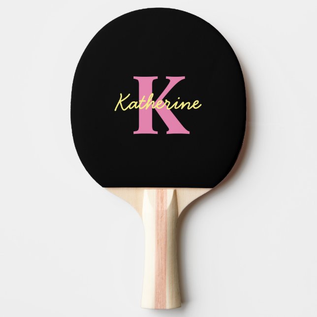 Personlig Monogrammed Black Modern Bord Tennis Pingisracket (Framsidan)